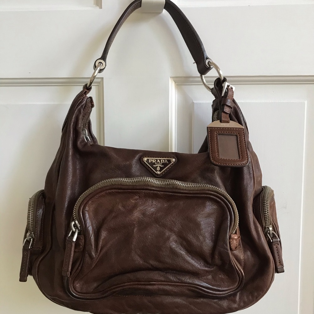 Vintage  Prada Cervo Leather Shoulder Bag